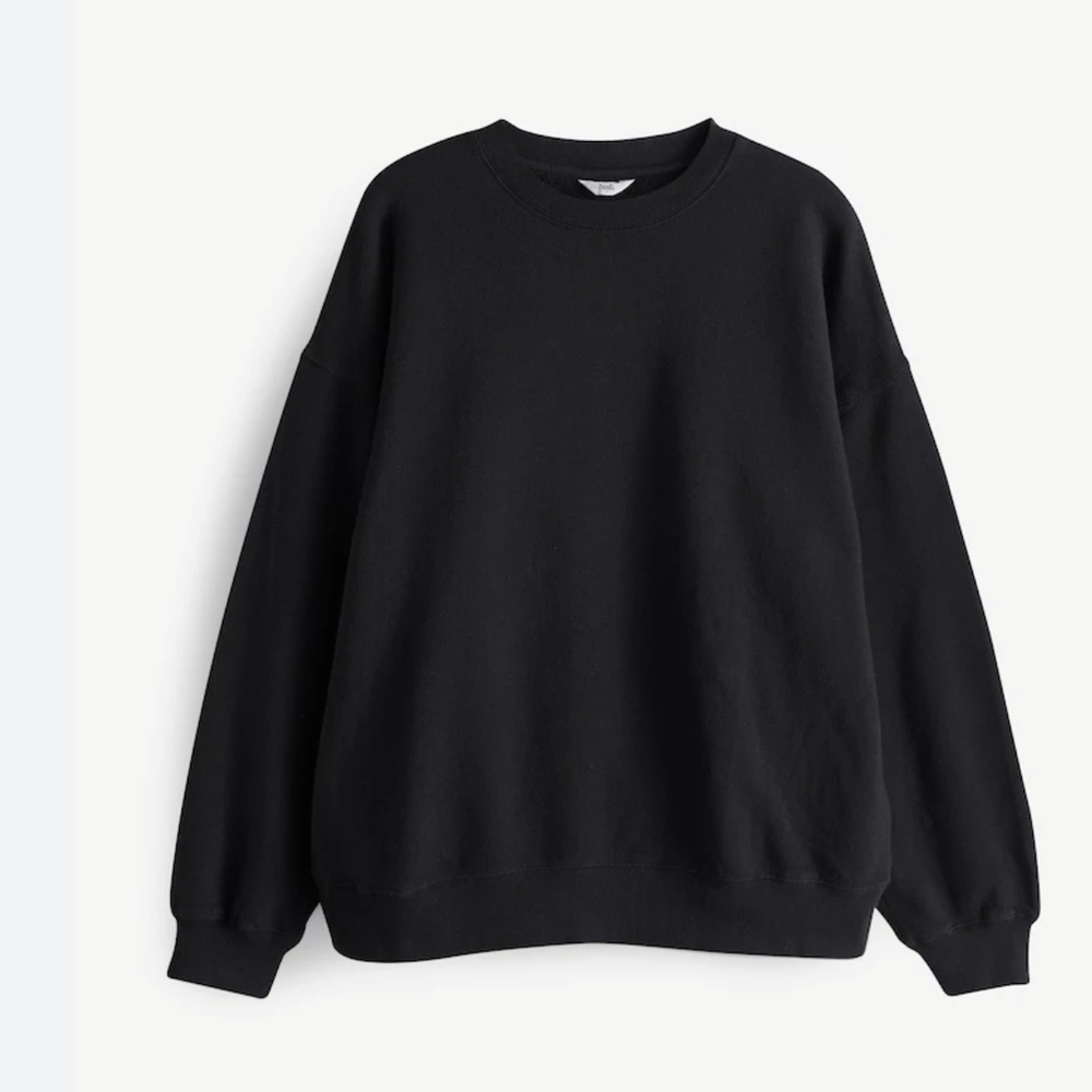 Hush Elegant Black Women's Crewneck Sweater 100% Cotton Size S